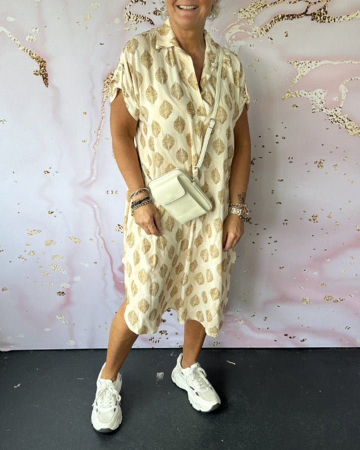 Teren™ | Ruime Zomerjurk met Reverskraag en Korte Mouwen