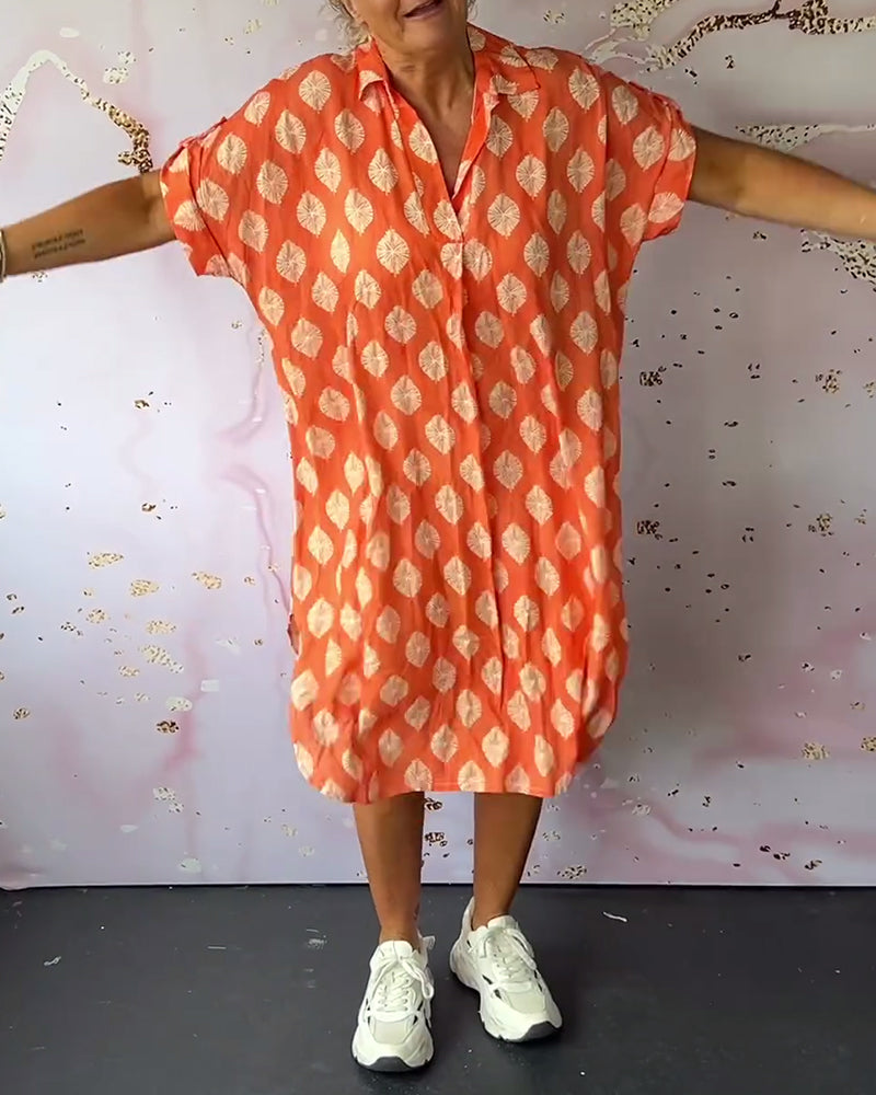 Teren™ | Ruime Zomerjurk met Reverskraag en Korte Mouwen